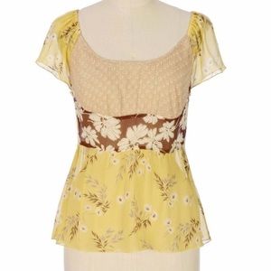 Anthropologie fei 100% silk floral top